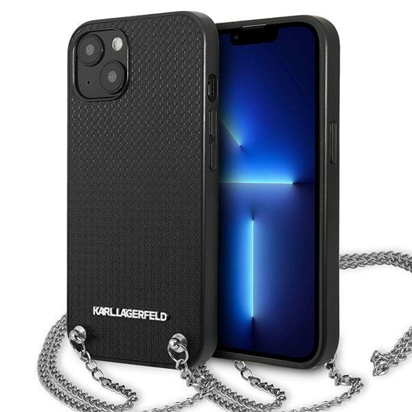 Karl Lagerfeld KLHCP13MPMK iPhone 13 / 14 / 15 6,1&quot; hardcase czarny/black Leather Textured and Chain