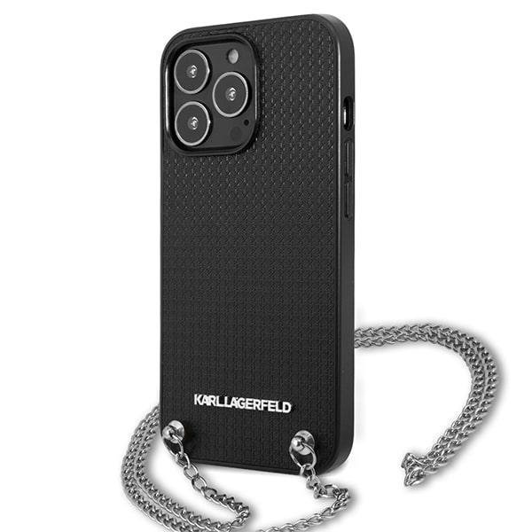 Karl Lagerfeld KLHCP13LPMK iPhone 13 Pro / 13 6,1&quot; hardcase czarny/black Leather Textured and Chain