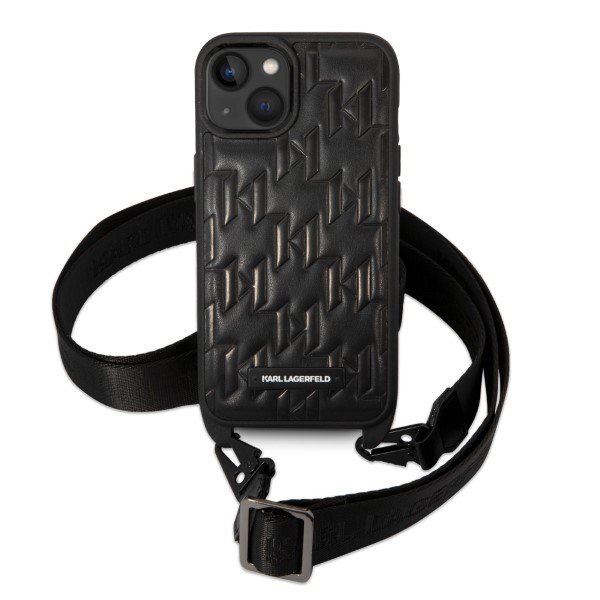 Karl Lagerfeld KLHCP14SSTMMK iPhone 14 / 15 / 13 6,1&quot; hardcase czarny/black Monogram Plaque Logo Strap