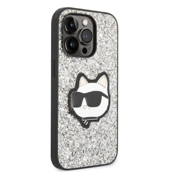 Karl Lagerfeld KLHCP14XG2CPS iPhone 14 Pro Max 6,7&quot; srebrny/silver hardcase Glitter Choupette Patch