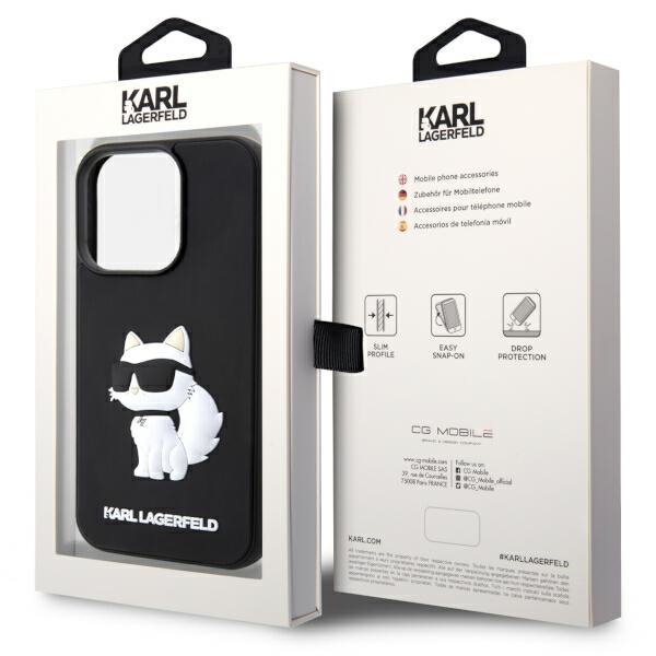 Karl Lagerfeld KLHCP14L3DRKHNK iPhone 14 Pro 6.1&quot; czarny/black hardcase Rubber Choupette 3D