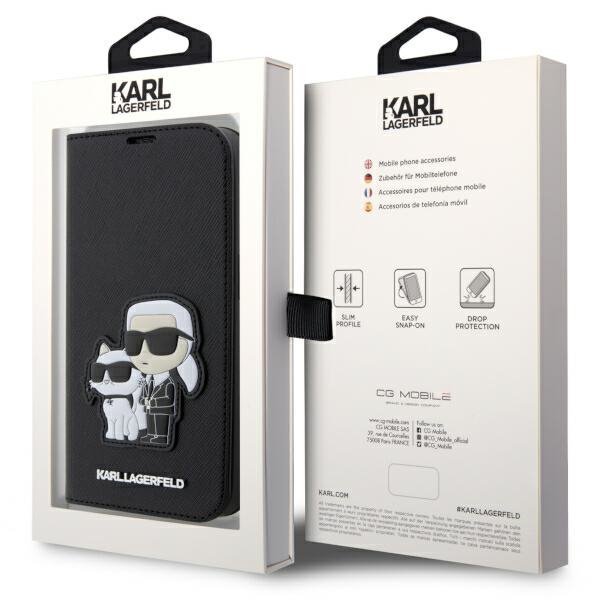Karl Lagerfeld KLBKP14LSANKCPK iPhone 14 Pro 6.1&quot; bookcase czarny/black Saffiano Karl & Choupette