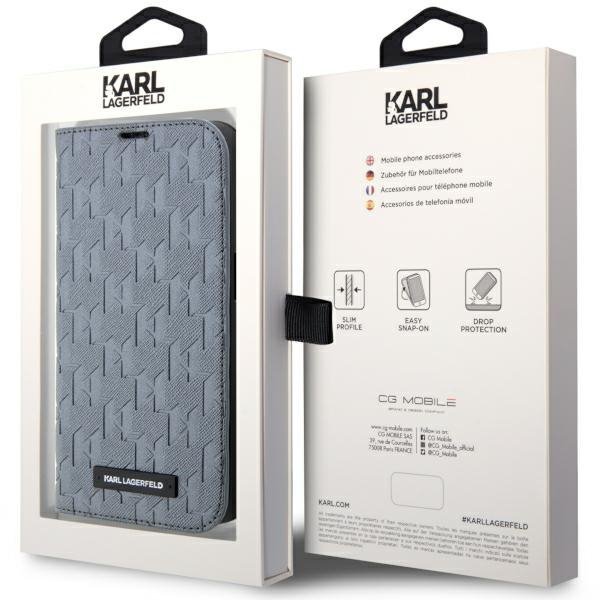 Karl Lagerfeld KLBKP14XSAKLHPG iPhone 14Pro Max 6.7&quot; bookcase srebrny/silver Saffiano Monogram