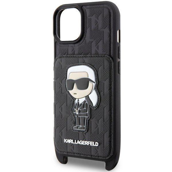 Karl Lagerfeld KLHCP14SCSAKHPKK iPhone 14 / 15 / 13 6.1&quot; hardcase czarny/black Crossbody Saffiano Monogram Ikonik
