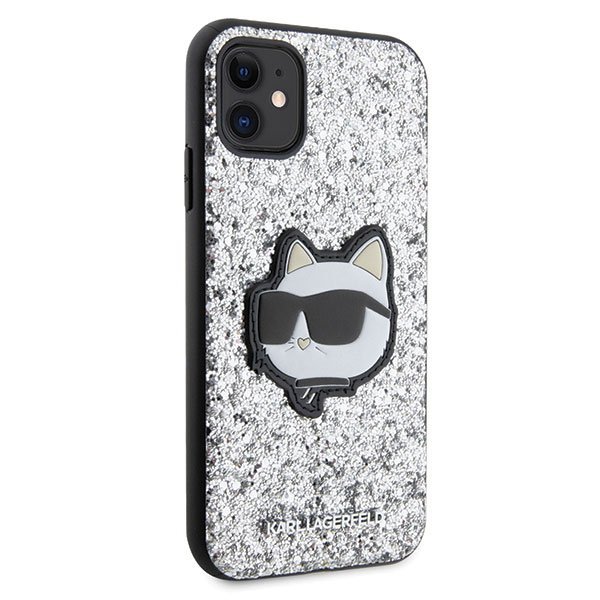 Karl Lagerfeld KLHCN61G2CPS iPhone 11 / Xr 6.1&quot; srebrny/silver hardcase Glitter Choupette Patch