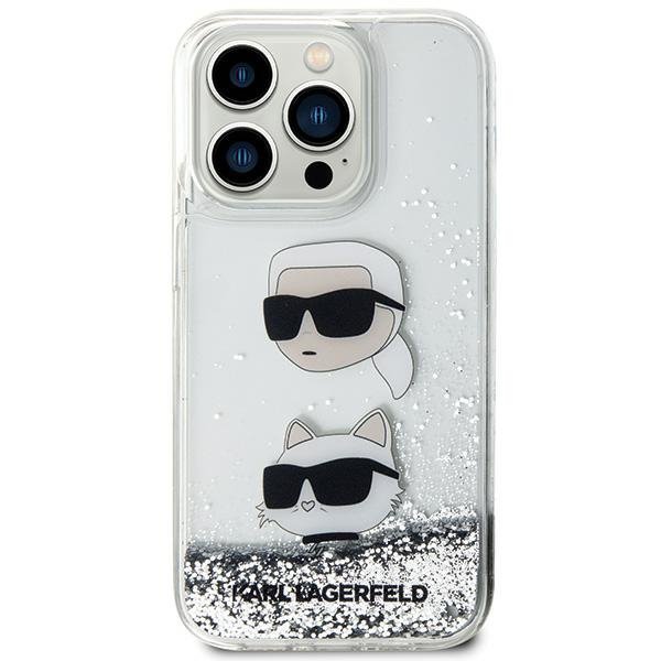 Karl Lagerfeld KLHCP14XLDHKCNS iPhone 14 Pro Max 6.7&quot; srebrny/silver hardcase Liquid Glitter Karl & Choupette Heads