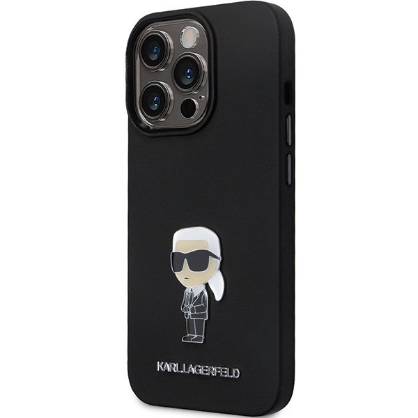 Karl Lagerfeld KLHCP13XSMHKNPK iPhone 13 Pro Max 6,7&quot; czarny/black Silicone Ikonik Metal Pin