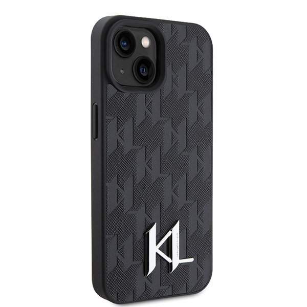 Karl Lagerfeld KLHCP15SPKLPKLK iPhone 15 / 14 / 13 6.1&quot; czarny/black hardcase Leather Monogram Hot Stamp Metal Logo