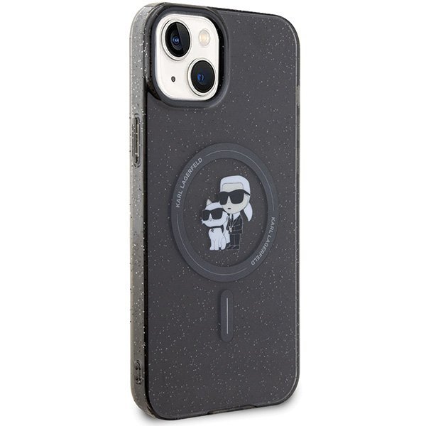 Karl Lagerfeld KLHMP15SHGKCNOK iPhone 15 / 14 / 13 6.1&quot; czarny/black hardcase Karl&Choupette Glitter MagSafe
