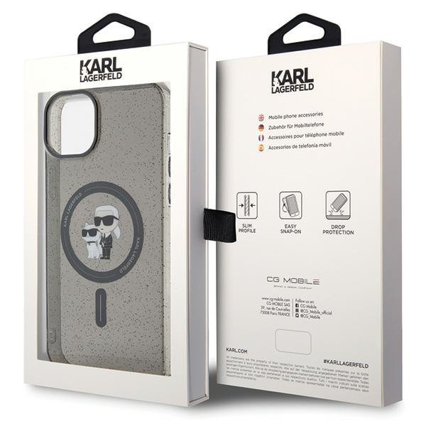 Karl Lagerfeld KLHMP15SHGKCNOK iPhone 15 / 14 / 13 6.1&quot; czarny/black hardcase Karl&Choupette Glitter MagSafe