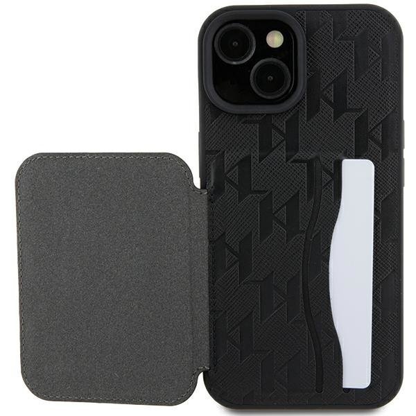 Karl Lagerfeld KLHCP15SSAKKNSCK iPhone 15 / 14 / 13 6.1&quot; czarny/black hardcase Saffiano Cardslots and Stand Monogram Ikonik