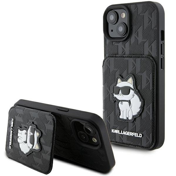 Karl Lagerfeld KLHCP15SSAKCNSCK iPhone 15 / 14 / 13 6.1&quot; czarny/black hardcase Saffiano Cardslots and Stand Monogram Choupe