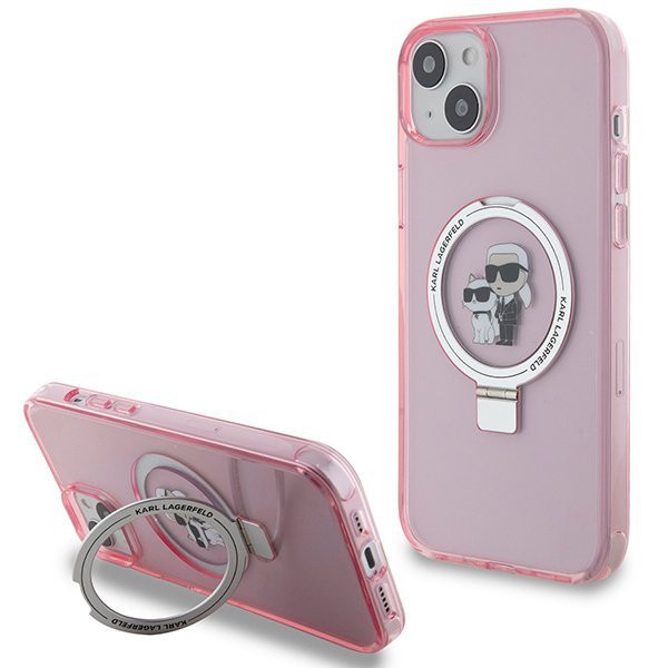 Karl Lagerfeld KLHMP15SHMRSKCP iPhone 15 / 14 / 13 6.1&quot; różowy/pink hardcase Ring Stand Karl&Choupettte MagSafe