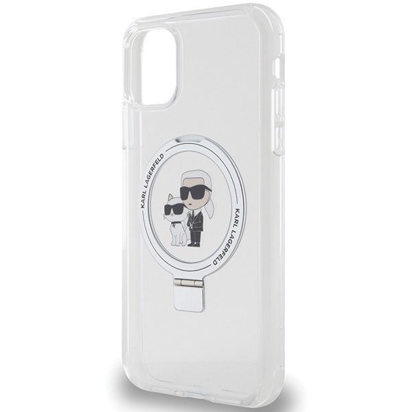 Karl Lagerfeld KLHMN61HMRSKCH iPhone 11 / Xr 6.1&quot; biały/white hardcase Ring Stand Karl&Choupettte MagSafe