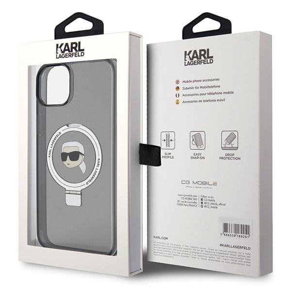 Karl Lagerfeld KLHMP15SHMRSKHK iPhone 15 / 14 / 13 6.1&quot; czarny/black hardcase Ring Stand Karl Head MagSafe
