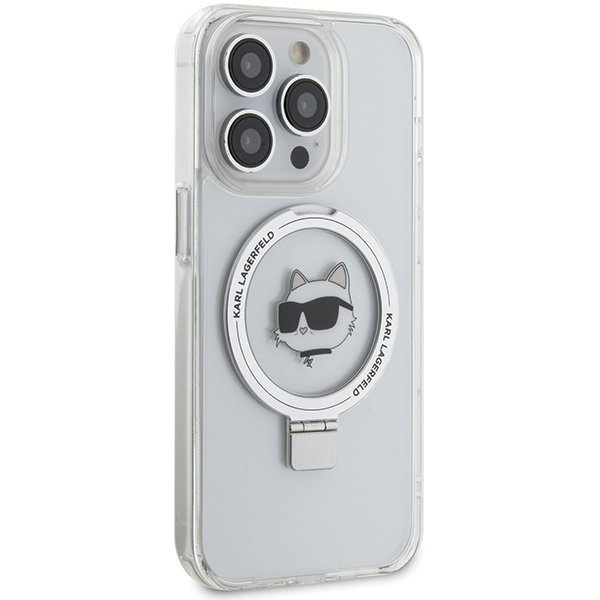 Karl Lagerfeld KLHMP15XHMRSCHH iPhone 15 Pro Max 6.7&quot; biały/white hardcase Ring Stand Choupette Head MagSafe