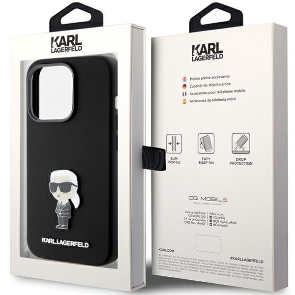 Karl Lagerfeld KLHCP15LSMHKNPK iPhone 15 Pro 6.1&quot; czarny/black Silicone Ikonik Metal Pin