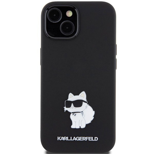 Karl Lagerfeld KLHCP15MSMHCNPK iPhone 15 Plus / 14 Plus 6.7&quot; czarny/black Silicone Choupette Metal Pin