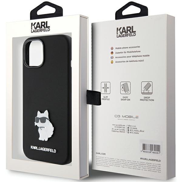 Karl Lagerfeld KLHCP15MSMHCNPK iPhone 15 Plus / 14 Plus 6.7&quot; czarny/black Silicone Choupette Metal Pin