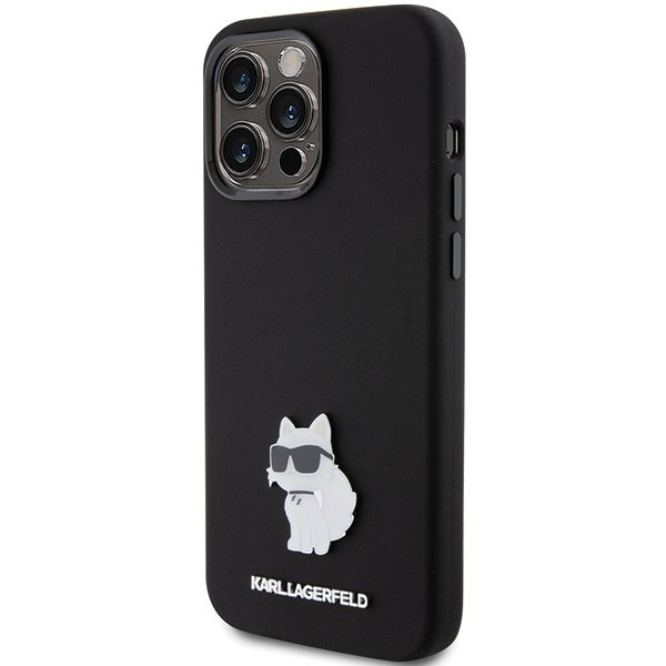 Karl Lagerfeld KLHCP15LSMHCNPK iPhone 15 Pro 6.1&quot; czarny/black Silicone Choupette Metal Pin