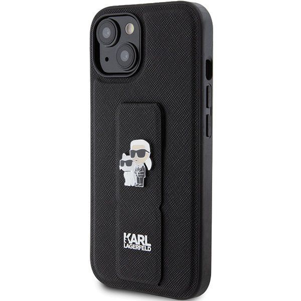 Karl Lagerfeld KLHCP15SGSAKCPK iPhone 15 / 14 / 13 6.1&quot; czarny/black hardcase Gripstand Saffiano Karl&Choupette Pins