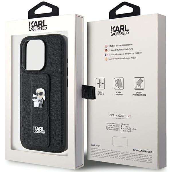 Karl Lagerfeld KLHCP15XGSAKCPK iPhone 15 Pro Max 6.7&quot; czarny/black hardcase Gripstand Saffiano Karl&Choupette Pins