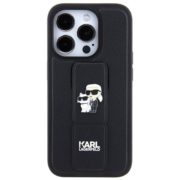 Karl Lagerfeld KLHCP13LGSAKCPK iPhone 13 Pro / 13 6.1&quot; czarny/black hardcase Gripstand Saffiano Karl&Choupette Pins