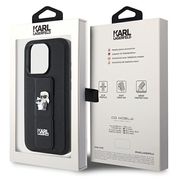 Karl Lagerfeld KLHCP13XGSAKCPK iPhone 13 Pro Max 6.7&quot; czarny/black hardcase Gripstand Saffiano Karl&Choupette Pins