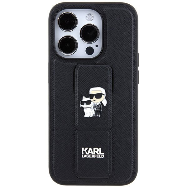 Karl Lagerfeld KLHCP14XGSAKCPK iPhone 14 Pro Max 6.7&quot; czarny/black hardcase Gripstand Saffiano Karl&Choupette Pins