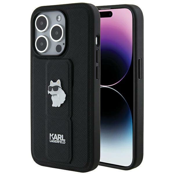 Karl Lagerfeld KLHCP14XGSACHPK iPhone 14 Pro Max 6.7&quot; czarny/black hardcase Gripstand Saffiano Choupette Pins