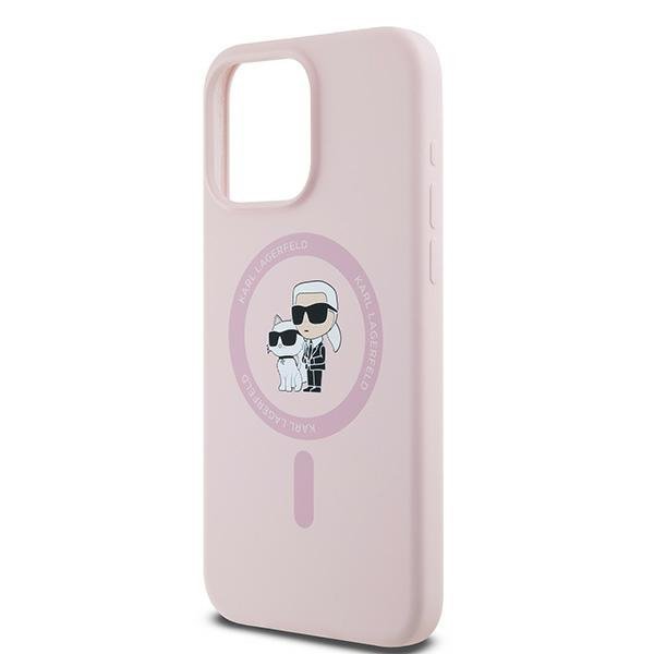 Karl Lagerfeld KLHMP15XSCMKCRHP iPhone 15 Pro Max 6.7&quot; różowy/pink hardcase Silicone Karl & Choupette Ring MagSafe