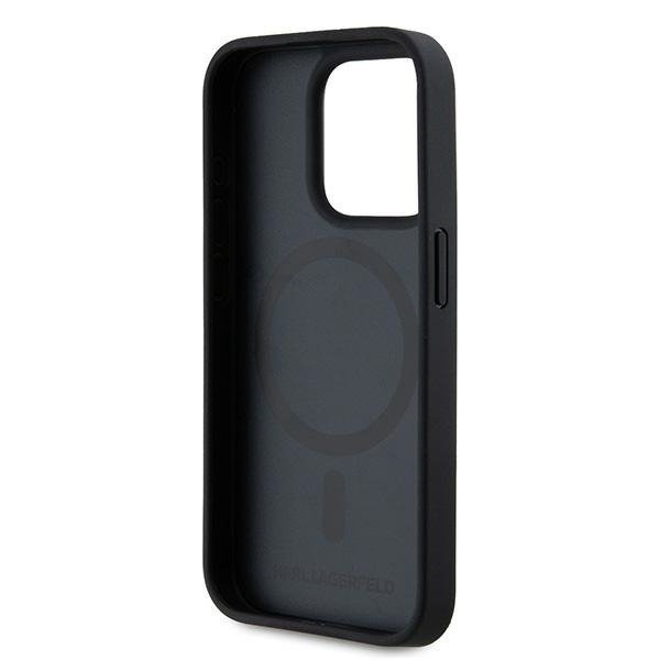 Karl Lagerfeld KLHMP15XPKHPORPK iPhone 15 Pro Max 6.7&quot; hardcase czarny/black Leather Monogram Metal Logo MagSafe