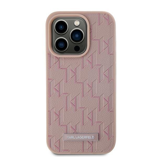Karl Lagerfeld KLHMP15XPKHPORPP iPhone 15 Pro Max 6.7&quot; hardcase różowy/pink Leather Monogram Metal Logo MagSafe