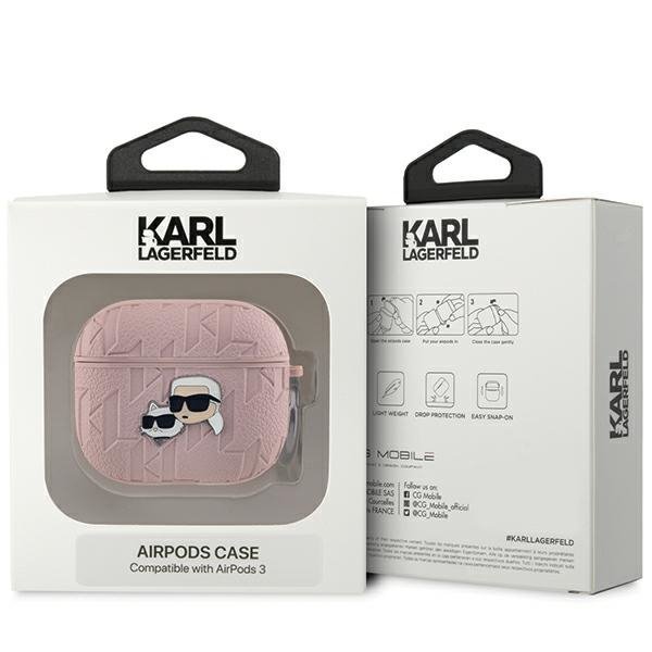 Karl Lagerfeld KLA3PGKCPP AirPods 3cover różowy/pink Monogram Karl & Choupette Head
