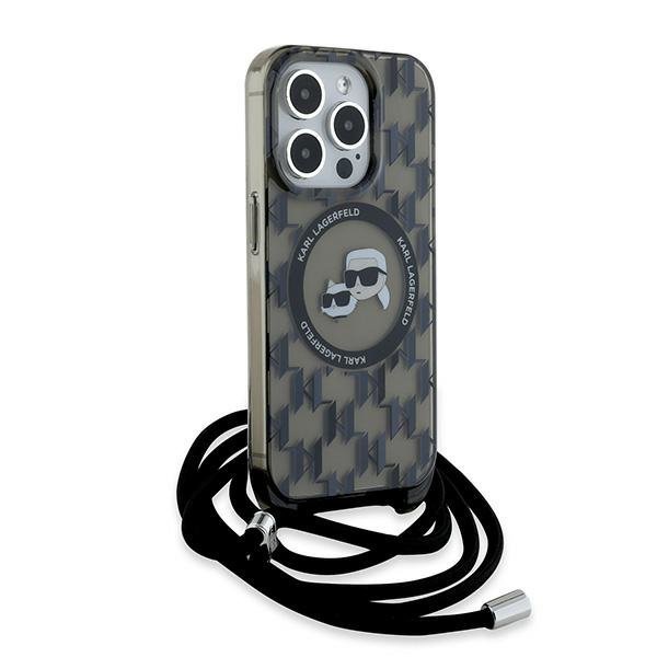 Karl Lagerfeld KLHMP15LHCKCKLCK iPhone 15 Pro 6.1" czarny/black hardcase IML Crossbody Monogram Karl & Choupette Head MagSa