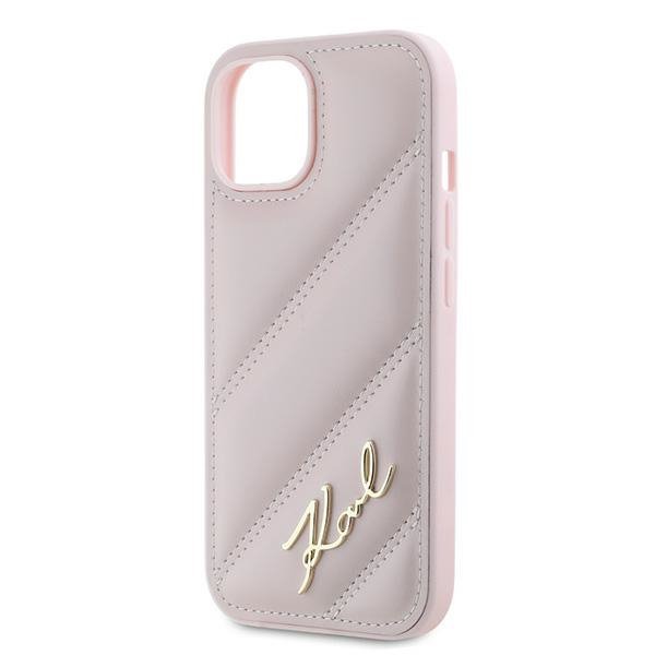 Karl Lagerfeld KLHCP15MPQDSMGP iPhone 15 Plus / 14 Plus 6.7&quot; różowy/pink hardcase Diagonal Quilted Script