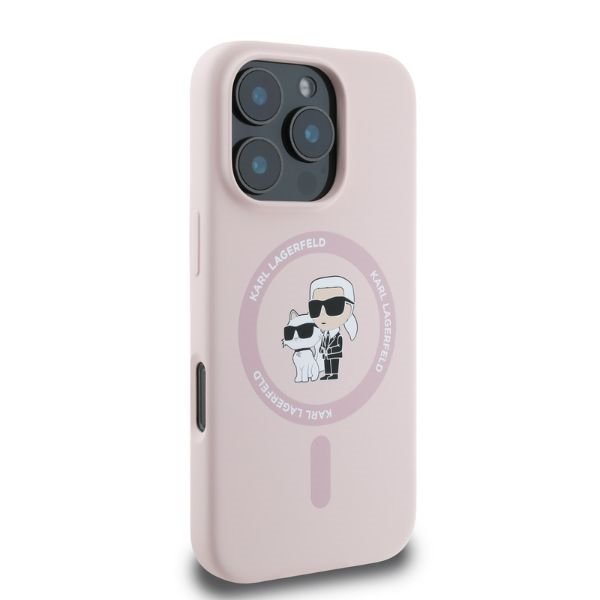 Karl Lagerfeld KLHMP16LSCMKCRHP iPhone 16 Pro 6.3&quot; różowy/pink hardcase Silicone Karl&Choupette Ring MagSafe