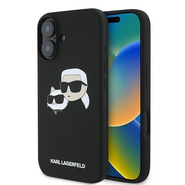 Karl Lagerfeld KLHMP16MSKCHPPLK iPhone16 Plus 6.7&quot; czarny/black hardcase Silicone Double Heads Print MagSafe