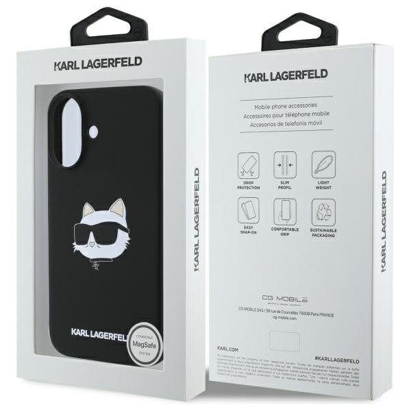 Karl Lagerfeld KLHMP16SSCHPPLK iPhone16 6.1&quot; czarny/black hardcase Silicone Choupette Head Print MagSafe