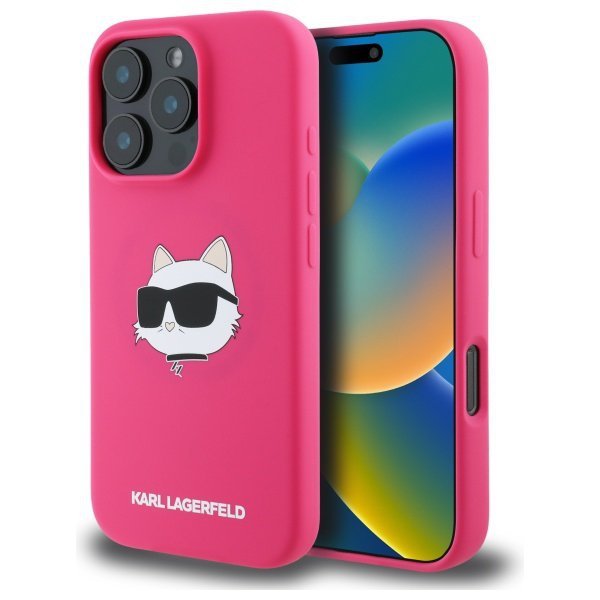 Karl Lagerfeld KLHMP16LSCHPPLF iPhone 16 Pro 6.3&quot; fuksja/fuschia hardcase Silicone Choupette Head Print MagSafe