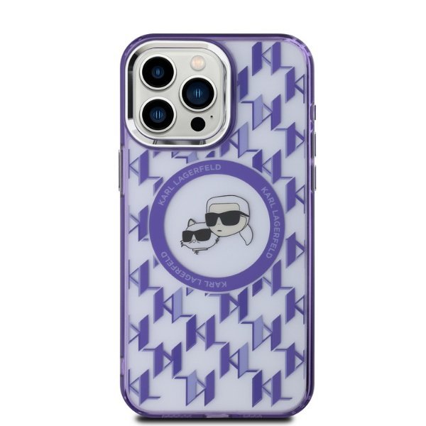 Karl Lagerfeld KLHMP15XHMCKMHU iPhone 15Pro Max 6.7&quot; fioletowy/purple IML Monogram Karl&Choupette Head MagSafe