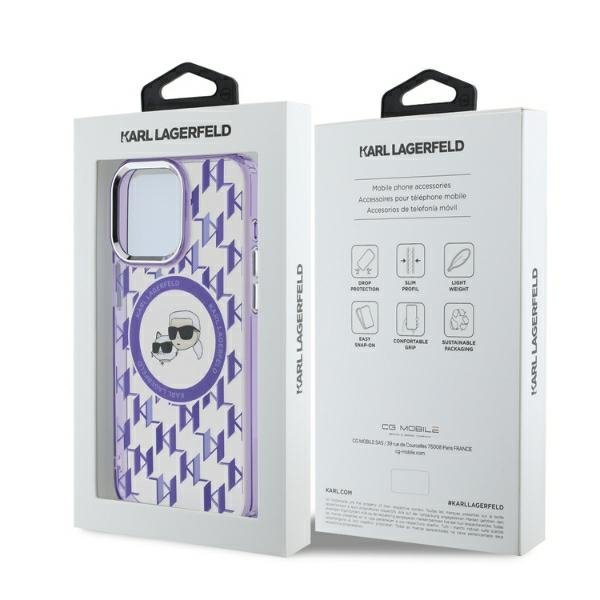Karl Lagerfeld KLHMP15XHMCKMHU iPhone 15Pro Max 6.7&quot; fioletowy/purple IML Monogram Karl&Choupette Head MagSafe