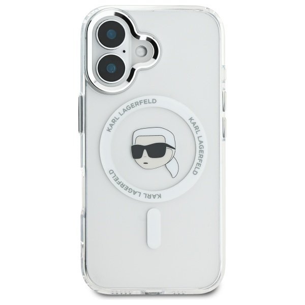 Karl Lagerfeld KLHMP16MHLSKIH iPhone16 Plus 6.7&quot; biały/white hardcase IML Metal Karl Head MagSafe