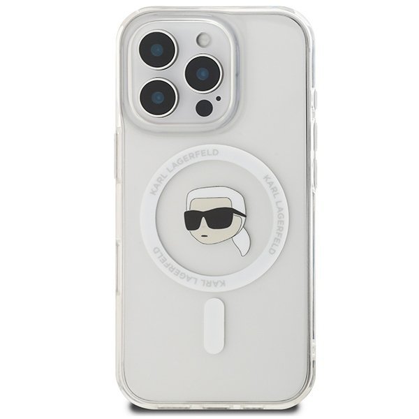Karl Lagerfeld KLHMP16LHLSKIH iPhone16 Pro 6.3&quot; biały/white hardcase IML Metal Karl Head MagSafe