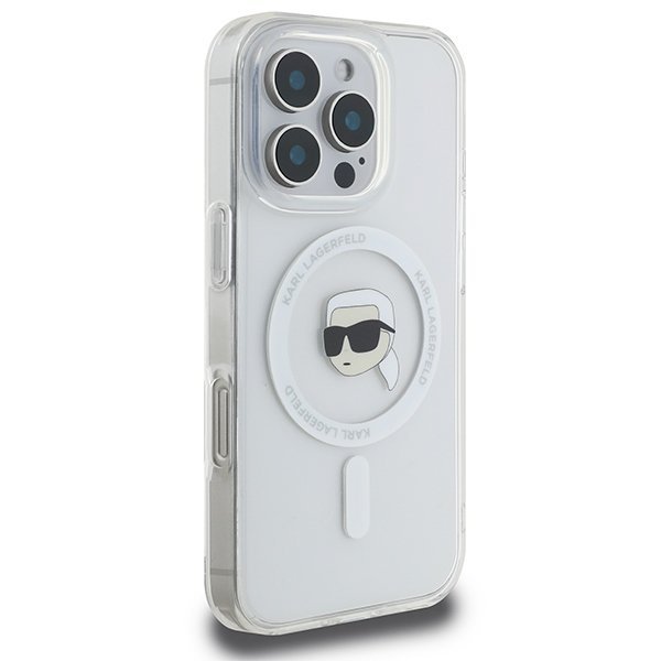 Karl Lagerfeld KLHMP16LHLSKIH iPhone16 Pro 6.3&quot; biały/white hardcase IML Metal Karl Head MagSafe