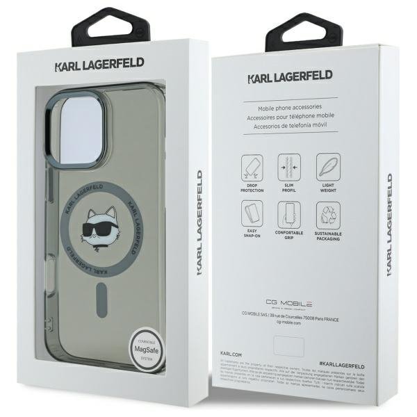 Karl Lagerfeld KLHMP16LHLSCHK iPhone16 Pro 6.3&quot; czarny/black hardcase IML Metal Choupette Head MagSafe