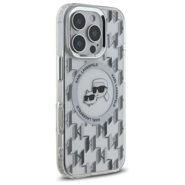 Karl Lagerfeld KLHMP16LHMCKMHT iPhone 16 Pro 6.3&quot; przezroczysty/transparent IML Monogram Karl&Choupette Head MagSafe