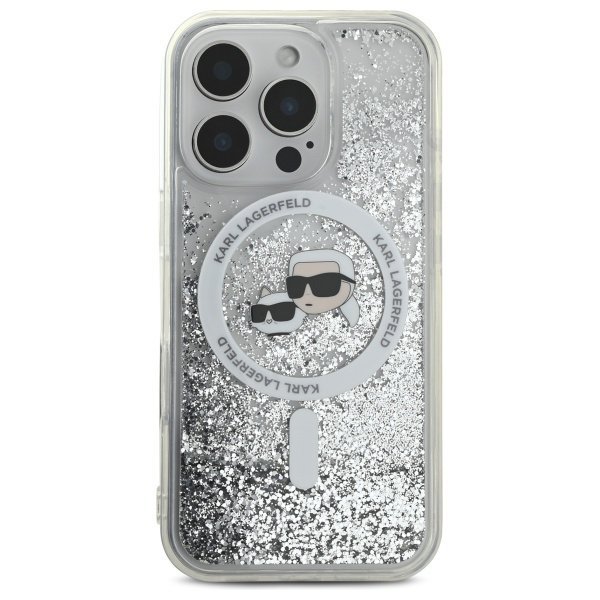 Karl Lagerfeld KLHMP16LLGKCSGH iPhone 16 Pro 6.3&quot; hardcase transparent Liquid Glitter Karl&Choupette Head Magsafe
