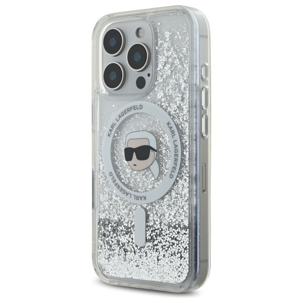 Karl Lagerfeld KLHMP16XLGKISGH iPhone 16 Pro Max 6.9&quot; hardcase transparent Liquid Glitter Karl Head Magsafe