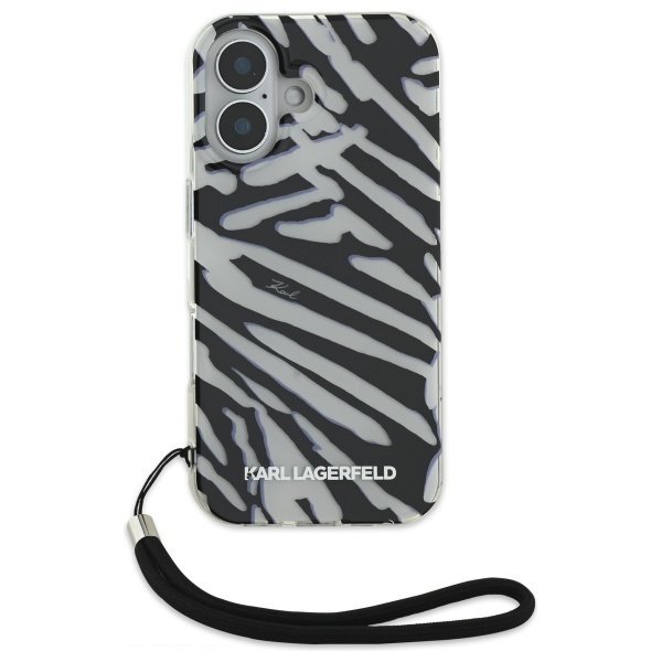 Karl Lagerfeld KLHCP16SHZBPKCCK iPhone16 6.1&quot; czarny/black hardcase IML Zebra Pattern & Cord